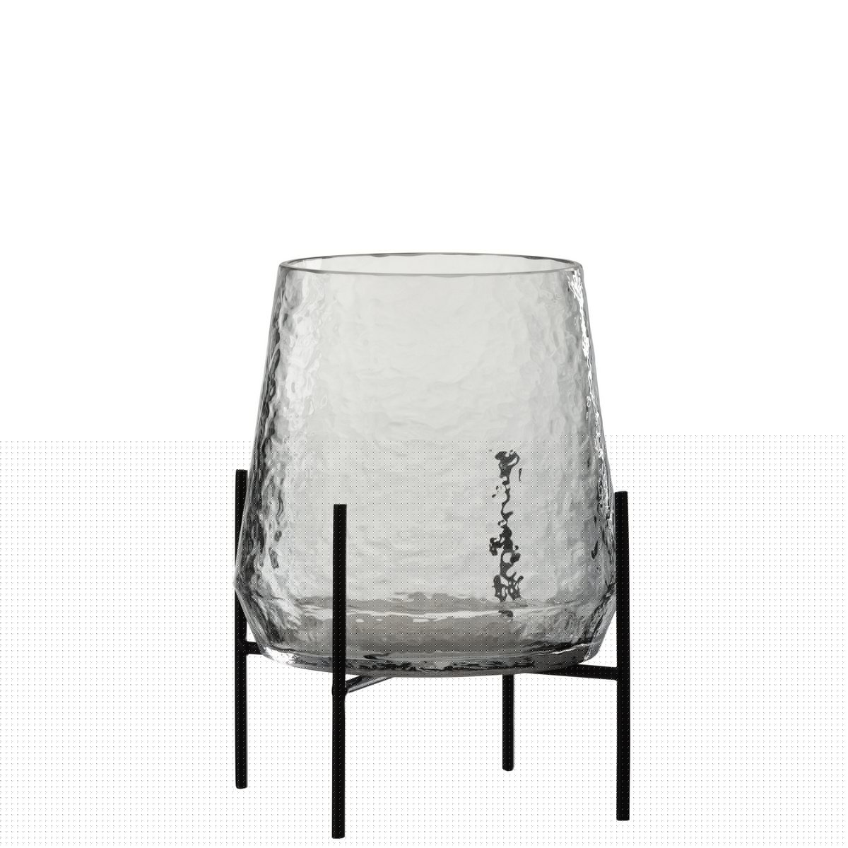 Vase On Foot Uneven - Glas - transparent/schwarz - klein