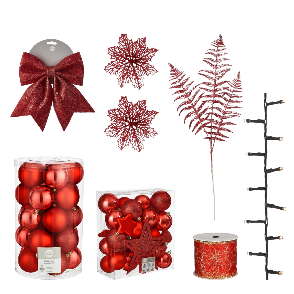 Weihnachtsbaumschmuck-Set – 100 Stück – Rot