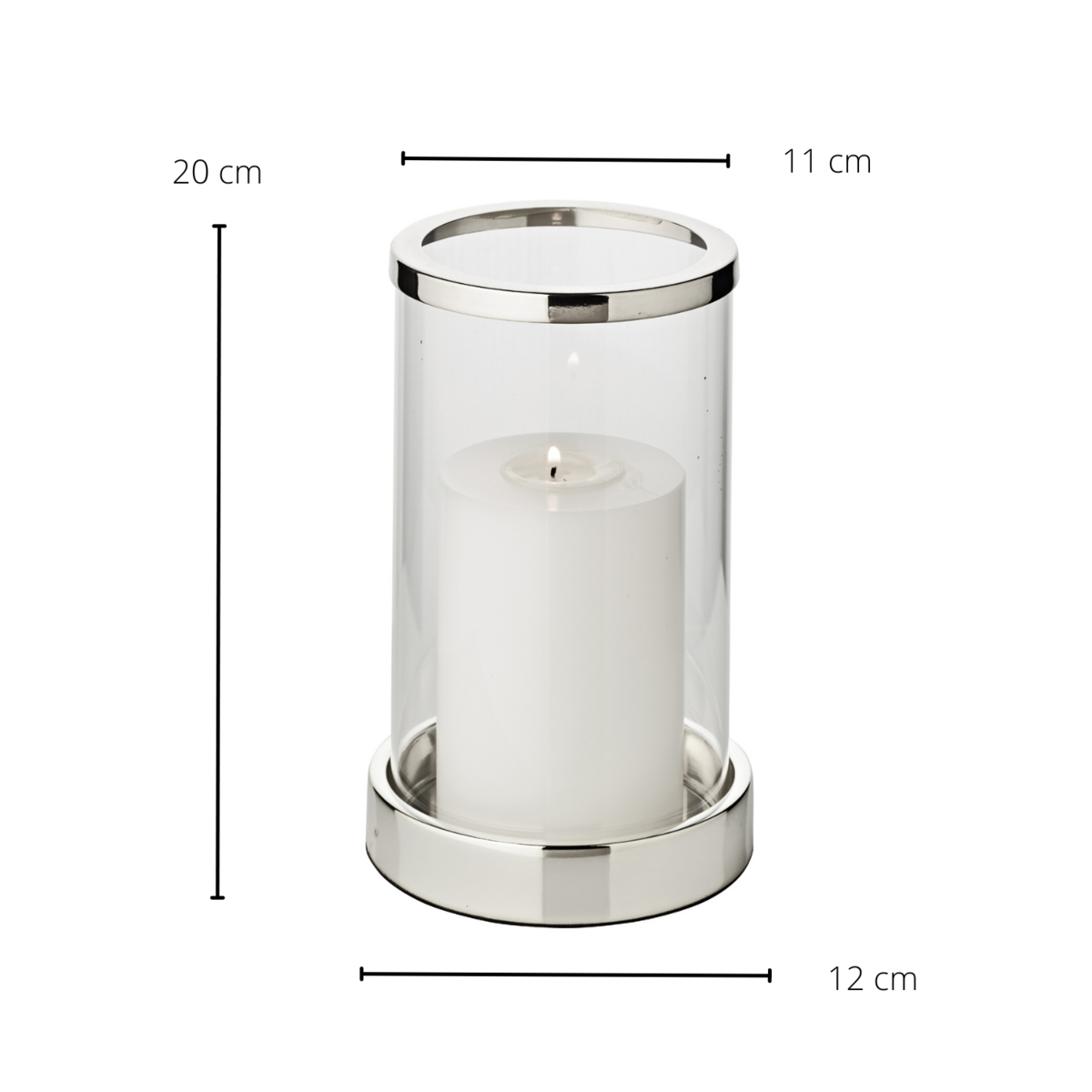Windlicht Sanremo, edel versilbert, anlaufgeschützt (Höhe 20 cm, Ø 12,5 cm)