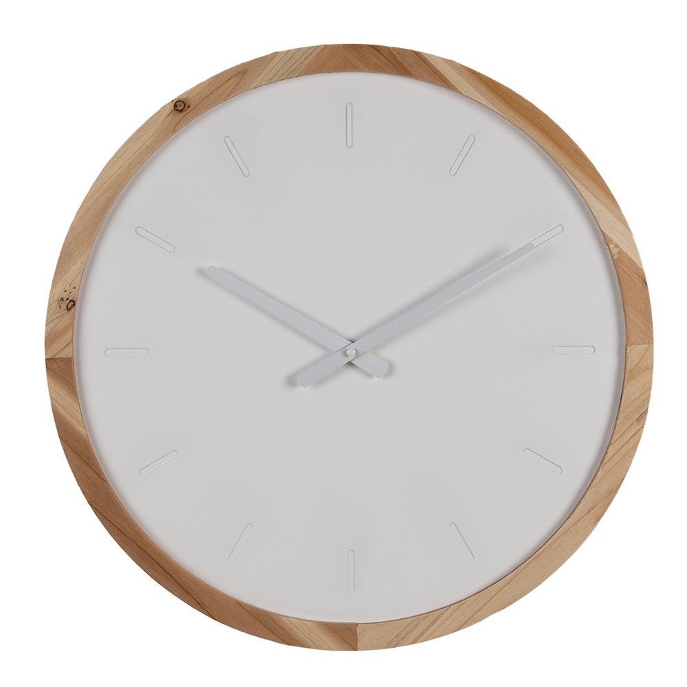 Wanduhr in Weiß und Braun, Ø 50 cm