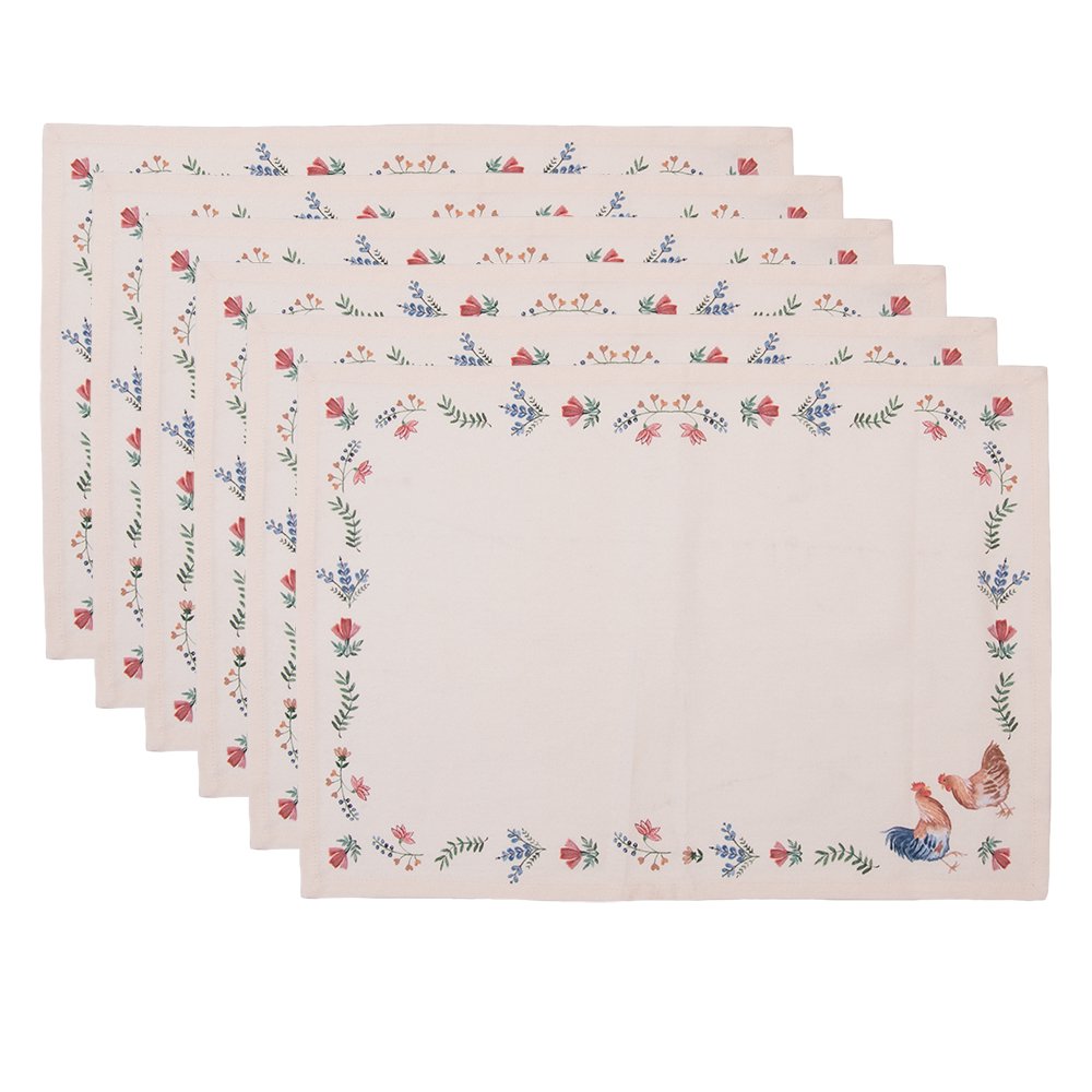Tischsets 6er-Set Beige Blau, Baumwolle (6) 50x35 cm