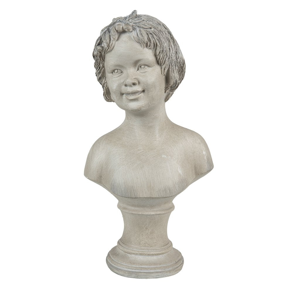 Dekoration Statue Mädchen Büste Beige 14x9x27 cm