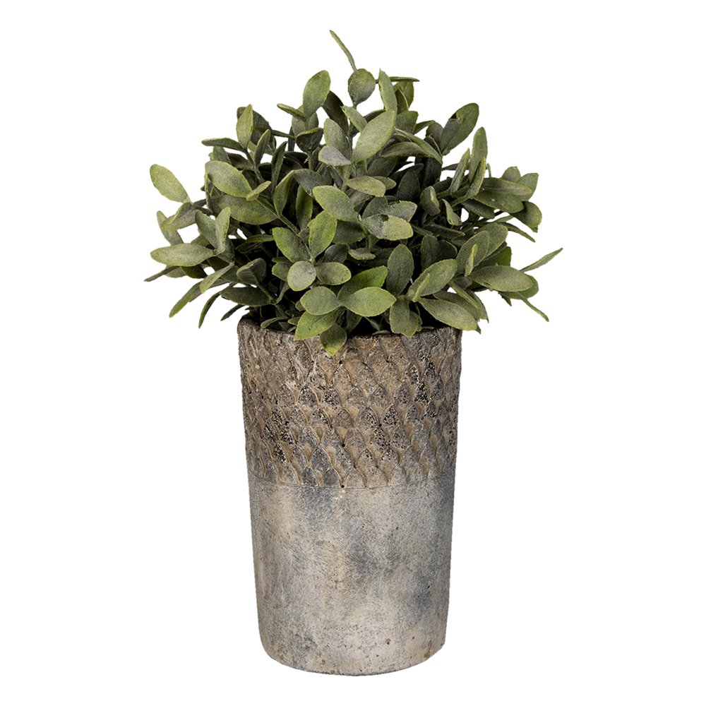 Runder Blumentopf in sanftem Grau
