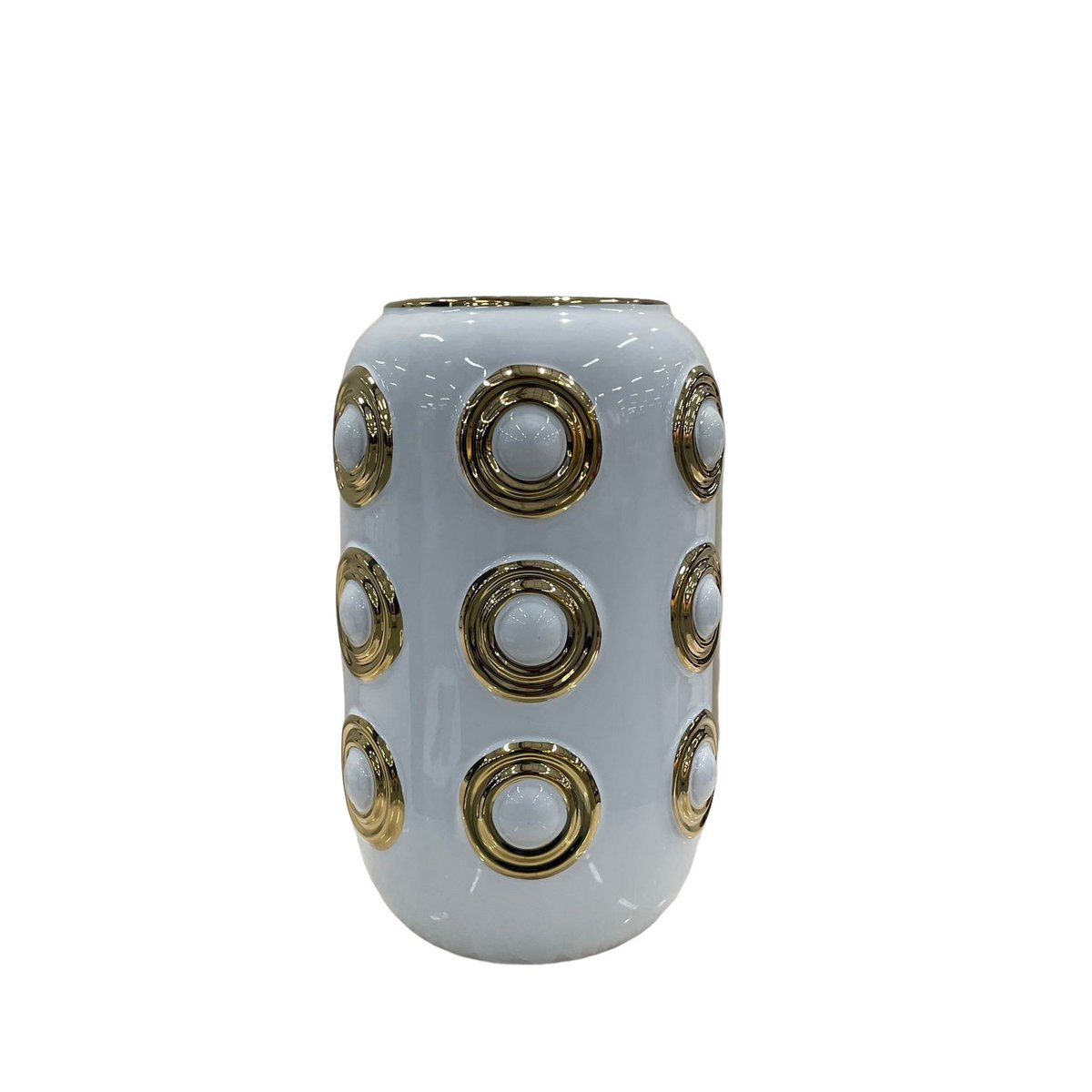 Goldene 3-Kreis-Vase in Weiß und Gold