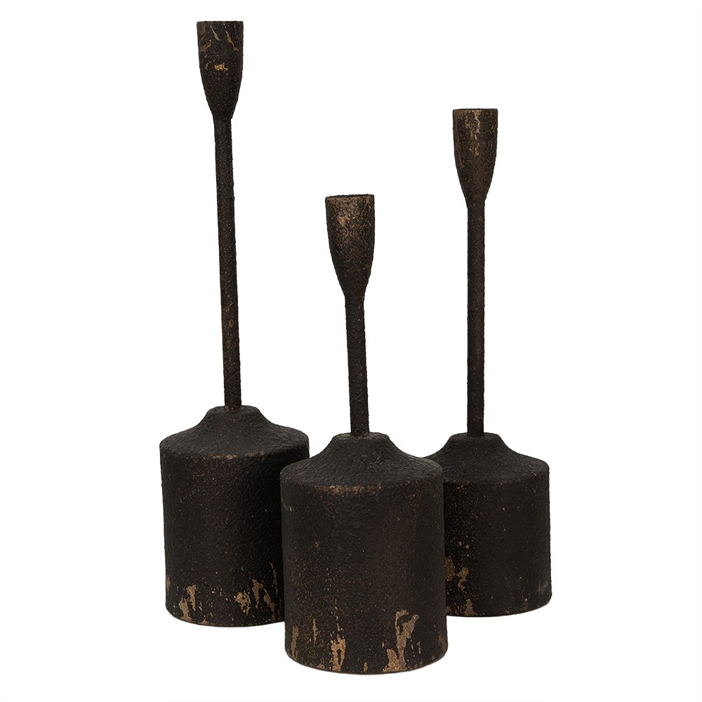 Kerzenständer (3er-Set) Schwarz? 9x35 ? 9x30 ? 9x25cm