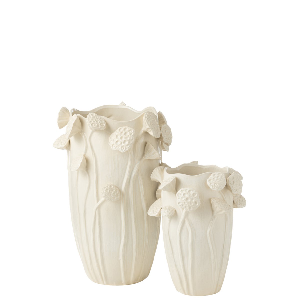 Vase Botanica Lotus, Keramik in Beige, Groß