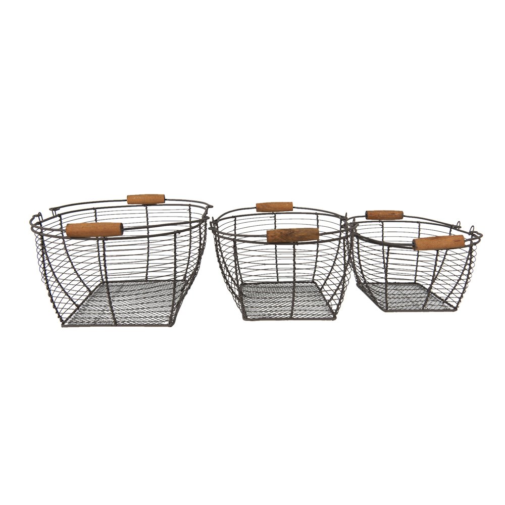 Aufbewahrungskörbe 3er-Set Braun 35x26x14 cm