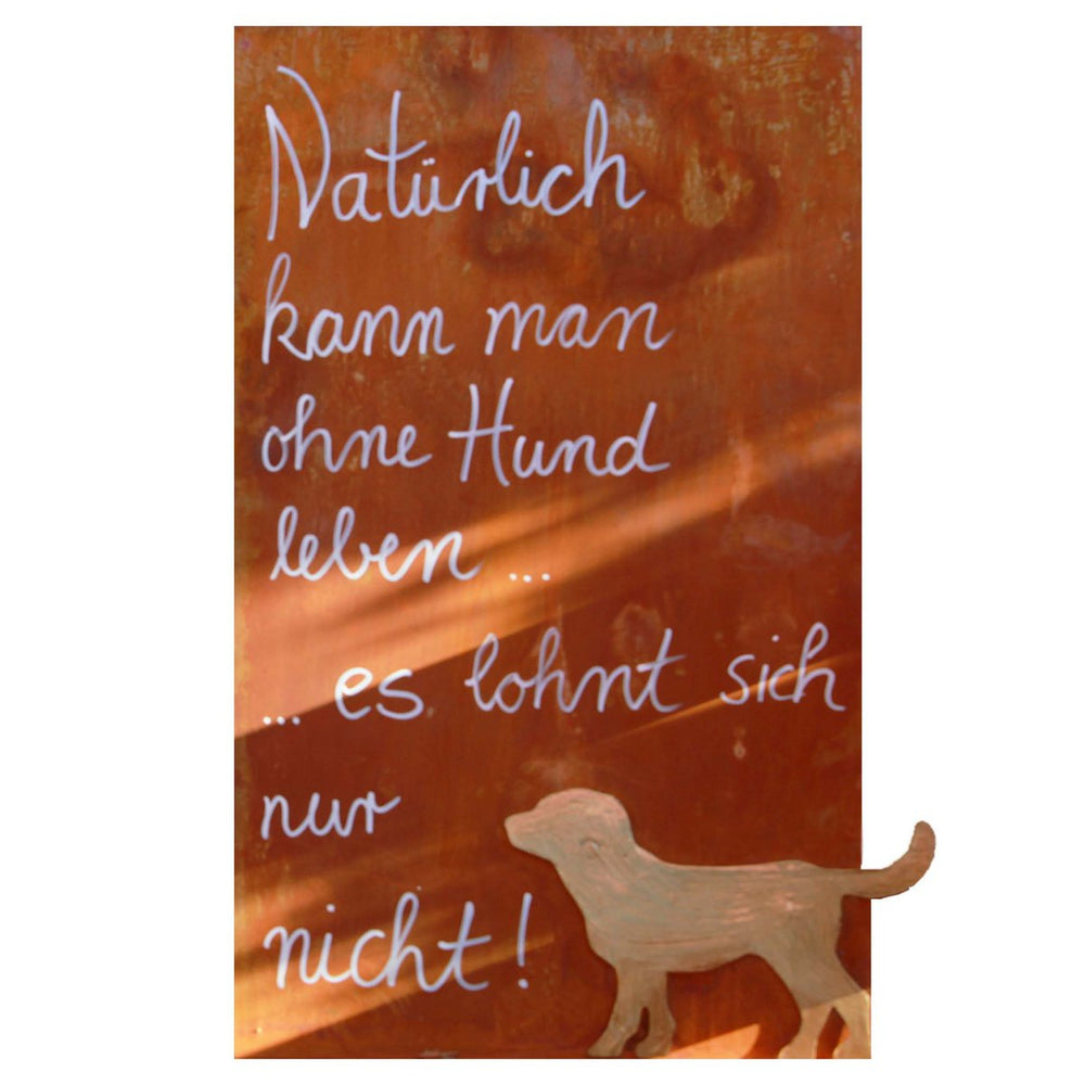 
                      
                        Schild Samy, Rostige Spruchtafel mit Hund
                      
                    