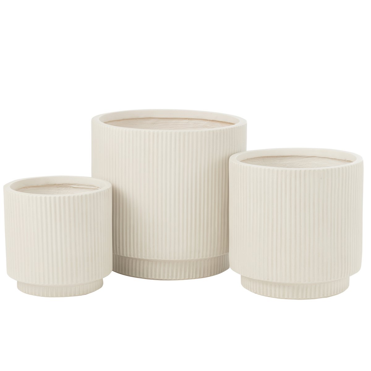J-Line Set mit 3 Blumentöpfen Misty Clay White