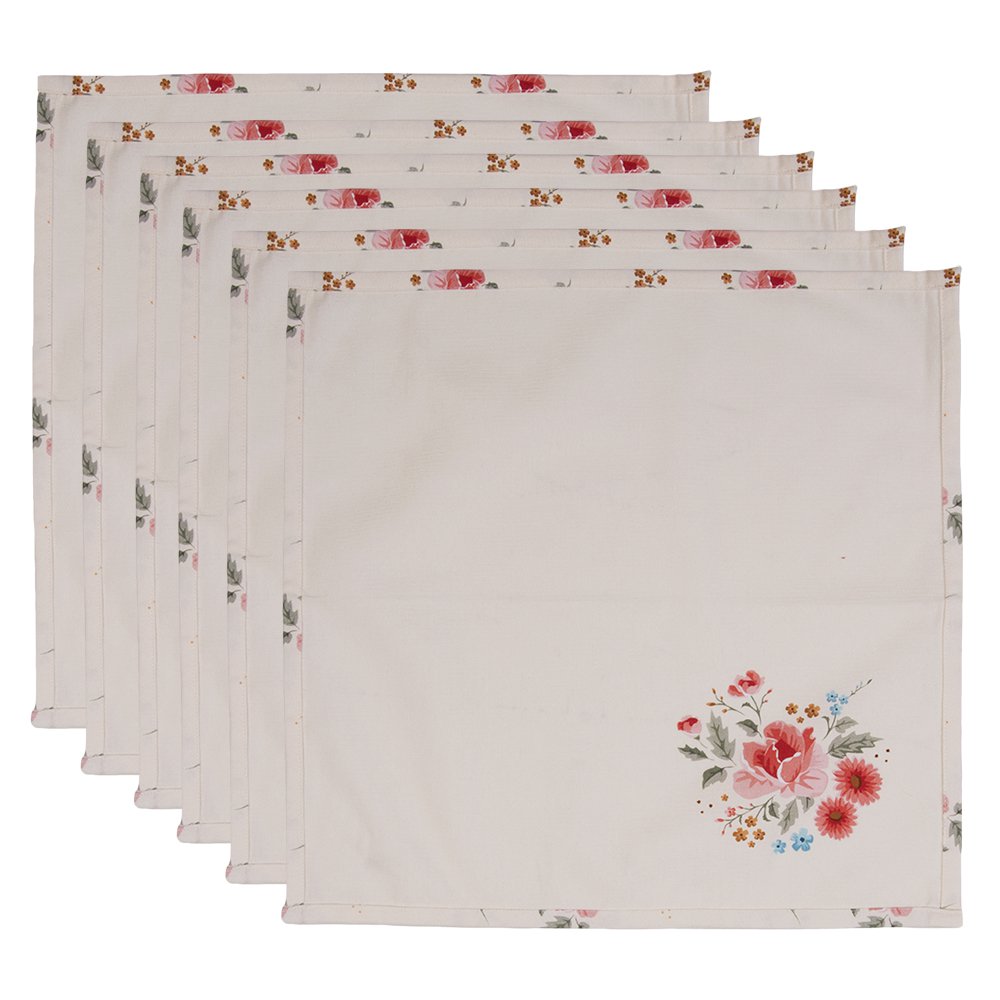 Servietten Baumwolle 6er Set Beige, Rot 40x40 cm