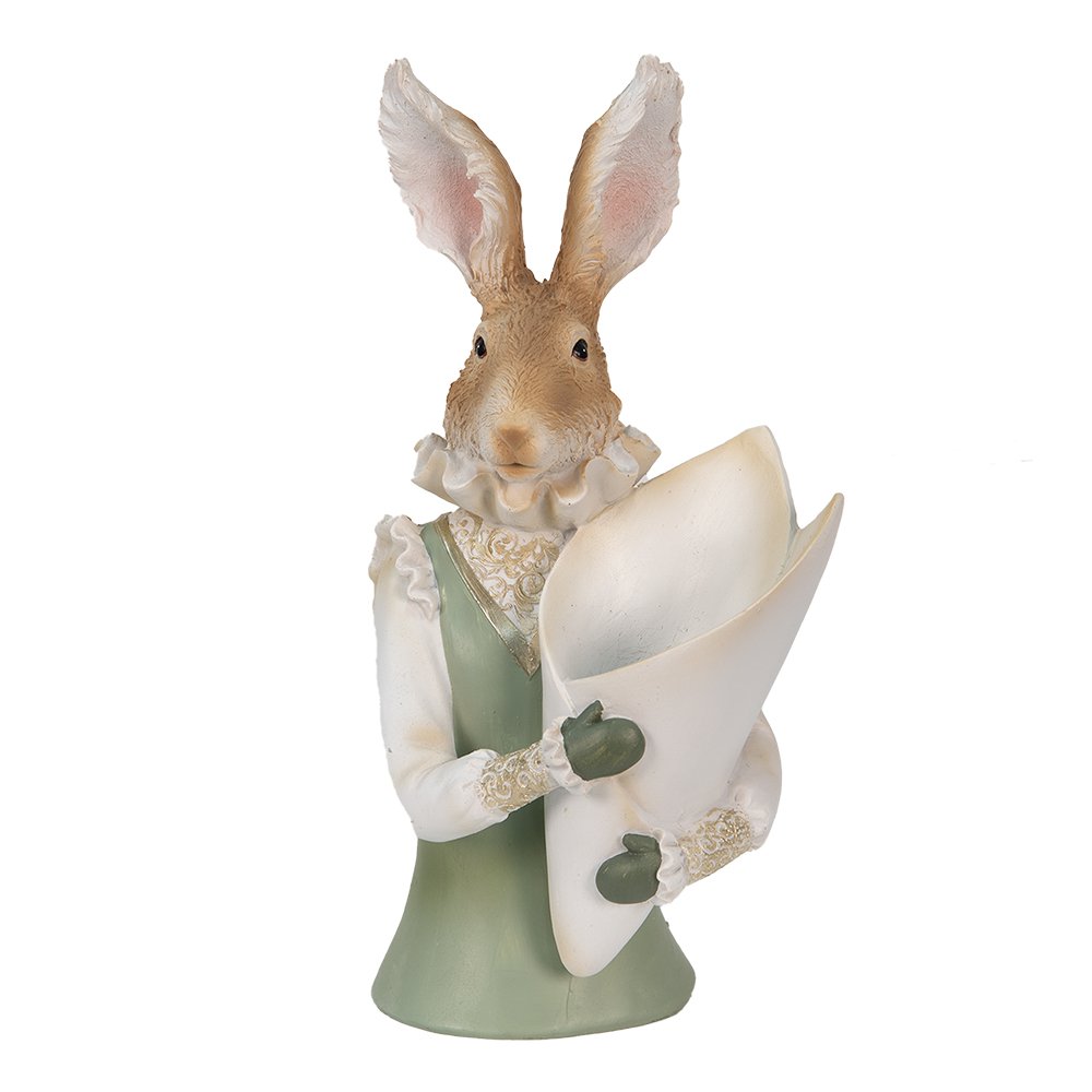Dekorationsstatue Kaninchen Grün, Braun, Beige 16x13x30 cm