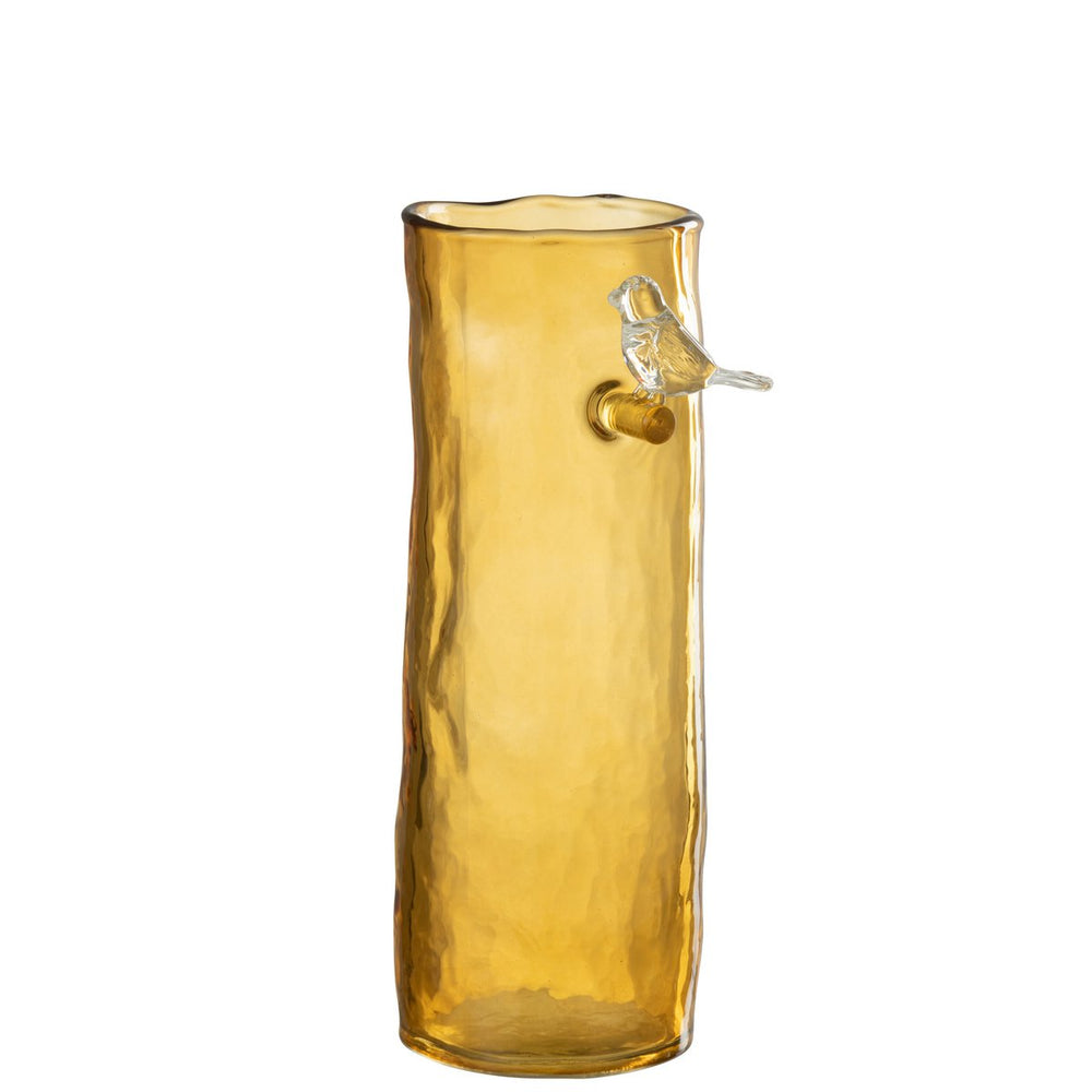 Vase Long Bird Glas Ocker Klein