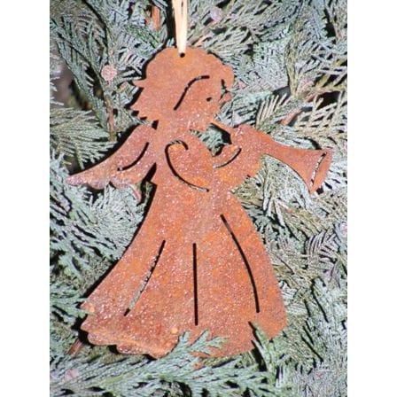 Hängedeko Engel Figur mit Trompete | Edelrost Weihnachtsdeko