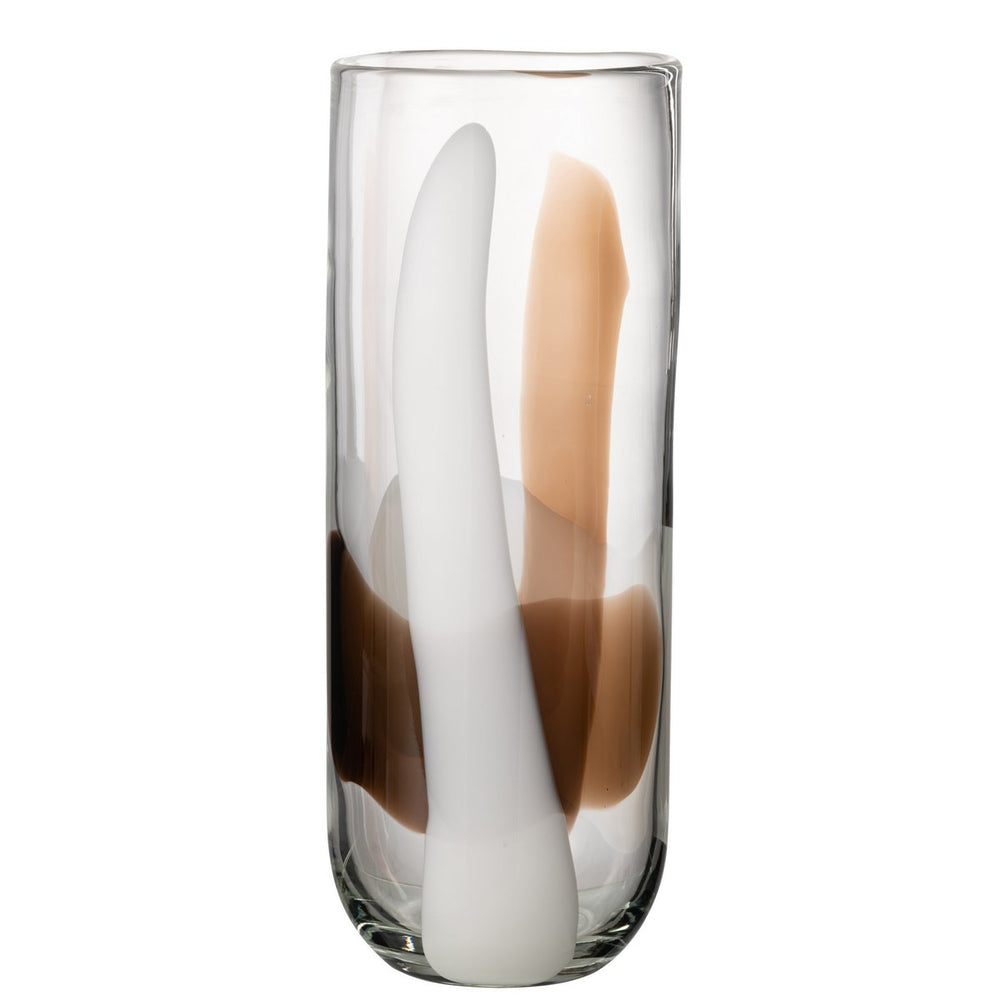 Vase Iggy – Glas – weiß/braun – groß