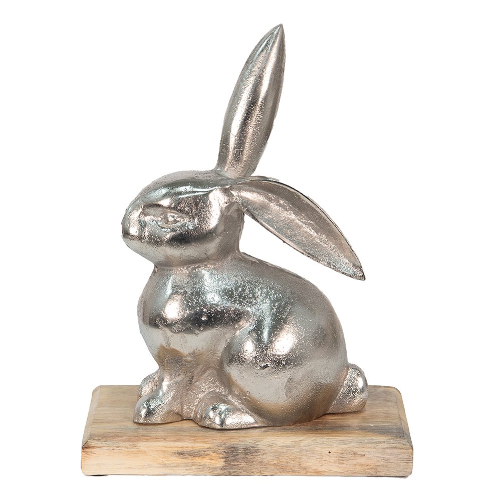 Skulptur Silberfarben, Aluminium und Holz 21x11x28 cm