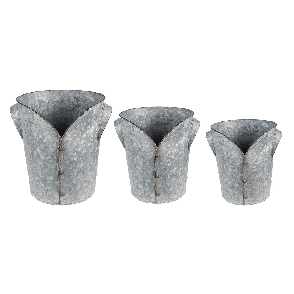 Pflanzenhalter-Set in Grau, dreiteilig