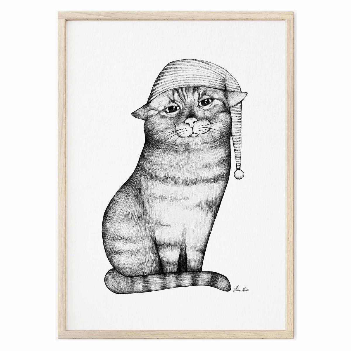 Kunstdruck - Gute Nacht Katze