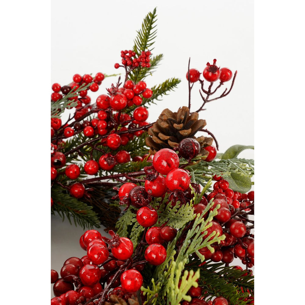 Barney Weihnachtskranz - Ø50 cm - Grün, Rot