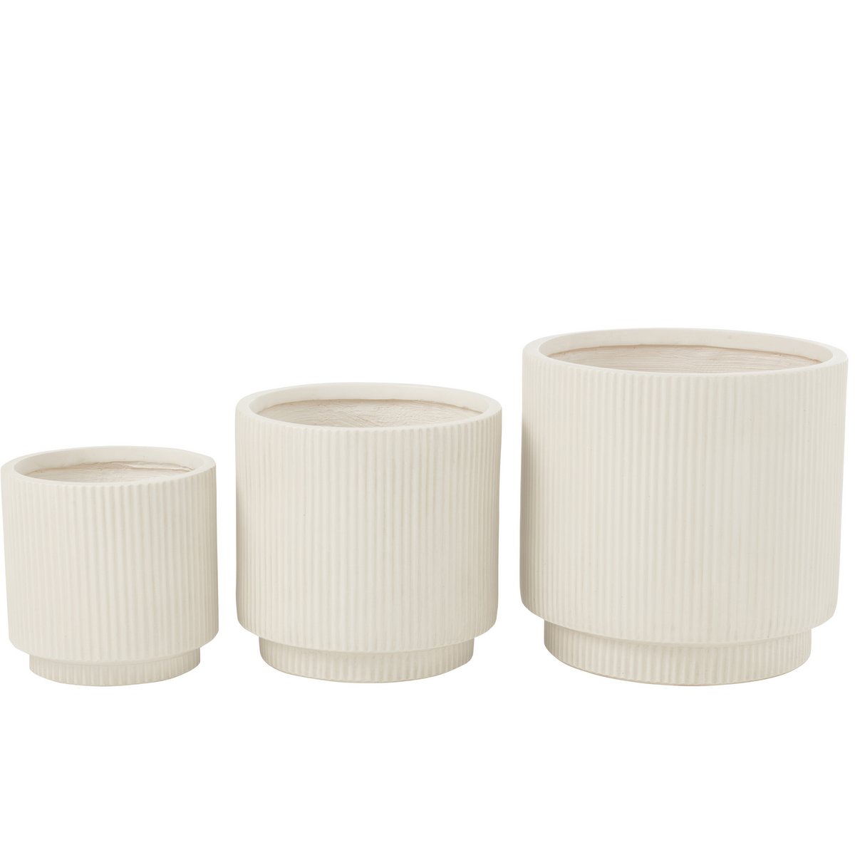 J-Line Set mit 3 Blumentöpfen Misty Clay White
