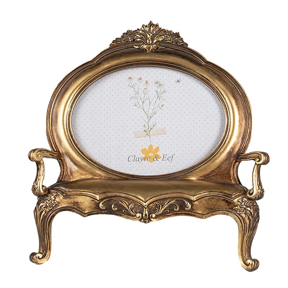 Fotorahmen Goldfarben, Polyresin und Glas 26x5x28 cm / 18x13 cm