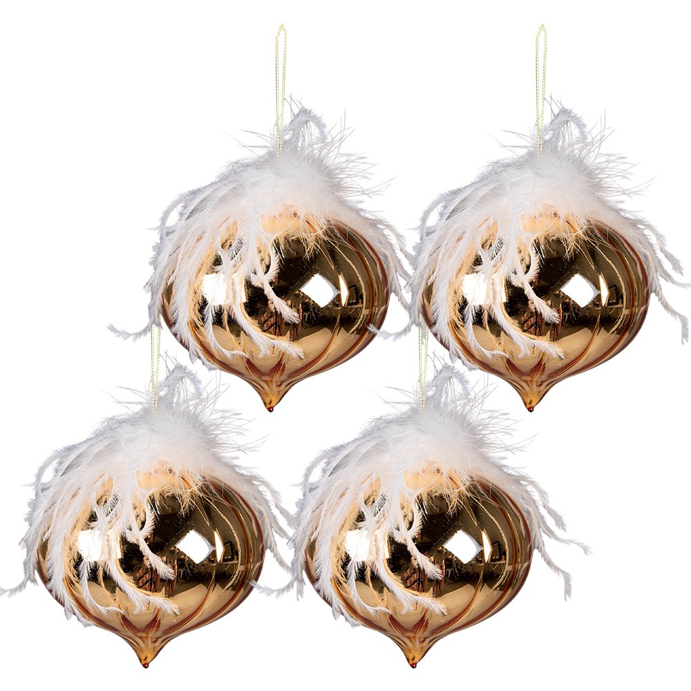 Weihnachtskugel Gold, Weiß Set 4? 12x12cm