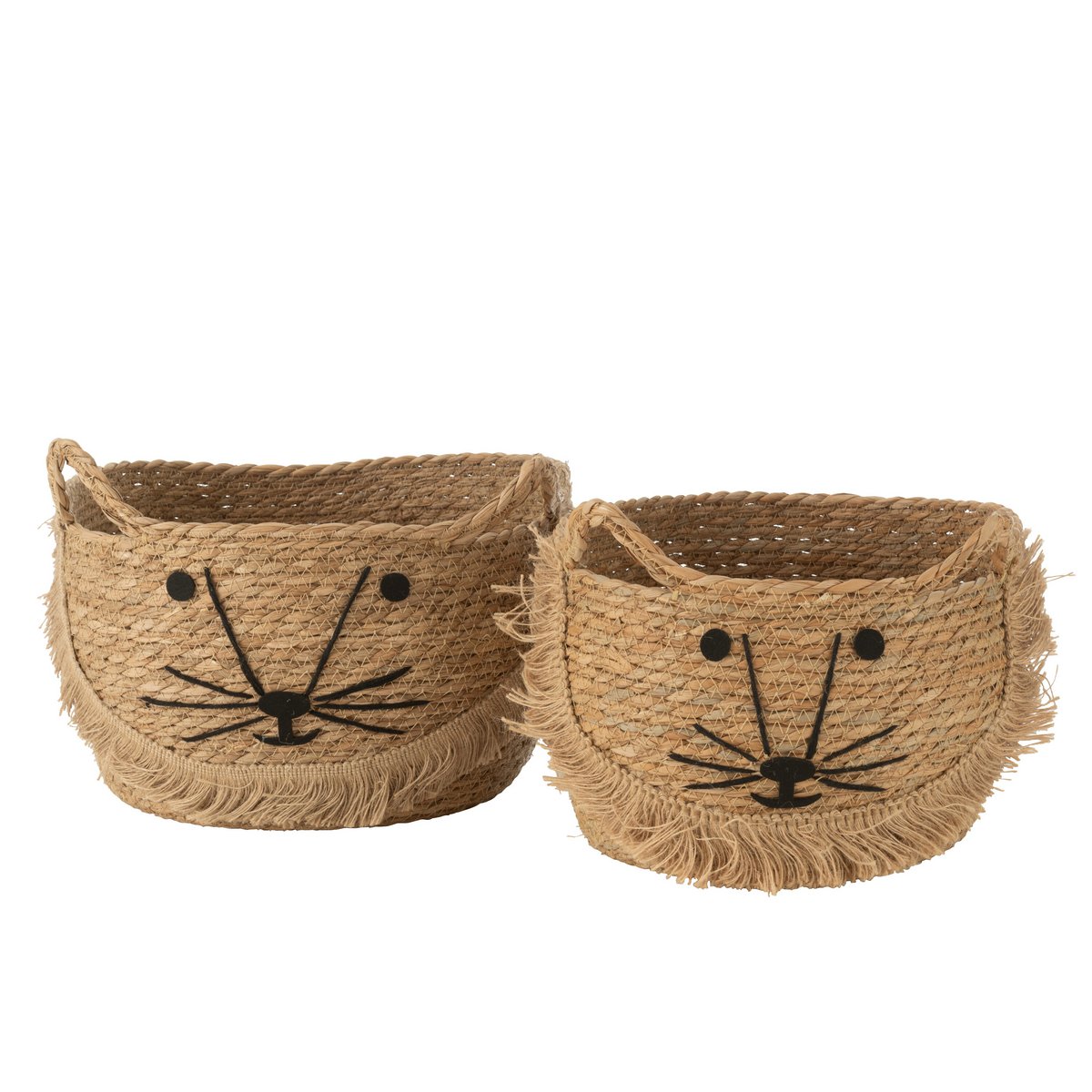 2 Körbe Set Kitty Riet Naturel/Schwarz