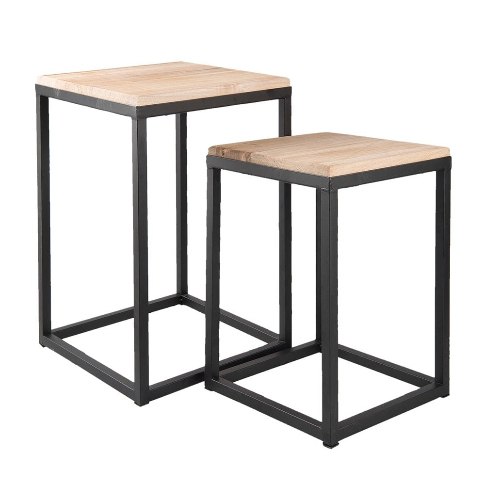 Beistelltisch 2er-Set Schwarz 36x36x52 cm / 31x31x42 cm