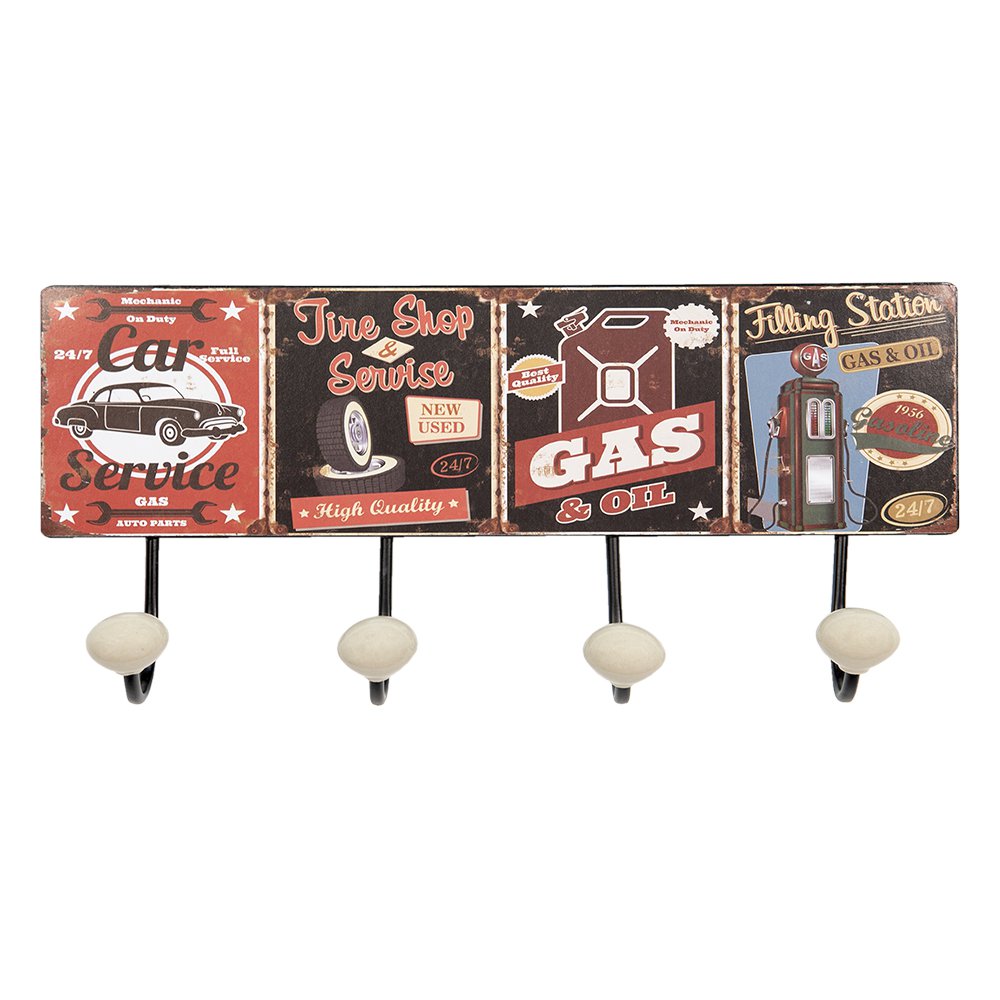 Wandgarderobe Rot Schwarz, Eisen 40x7x18 cm