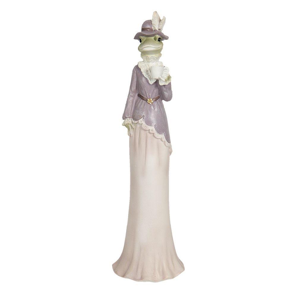 Dekoration Statue Frosch Beige, Lila 7x7x32 cm