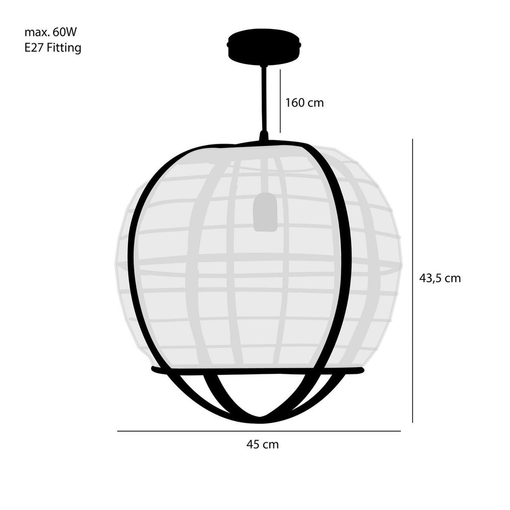 
                      
                        Pella Hängelampe – H44 x Ø45 cm – Leinen – gebrochenes Weiß
                      
                    
