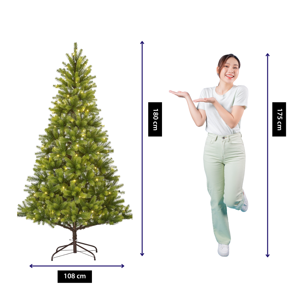 Künstlicher Weihnachtsbaum Nagoya Green, 180 cm, mit LED-Beleuchtung
