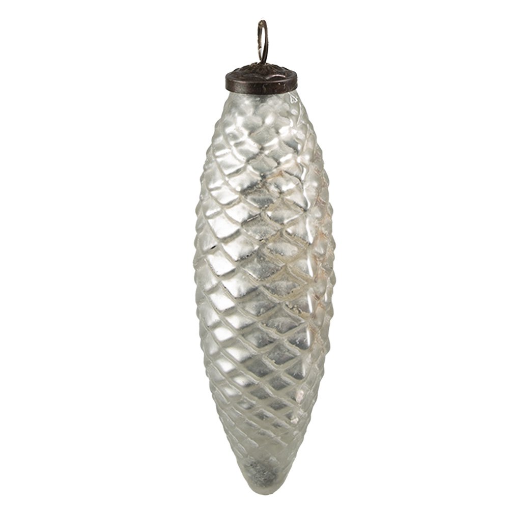 Weihnachtskugel XL Silberfarben, Glas Ø 7x23 cm