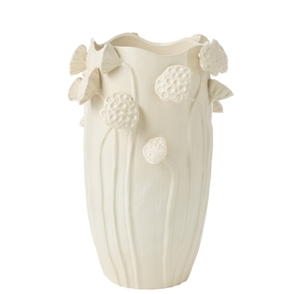 Vase Botanica Lotus, Keramik in Beige, Groß
