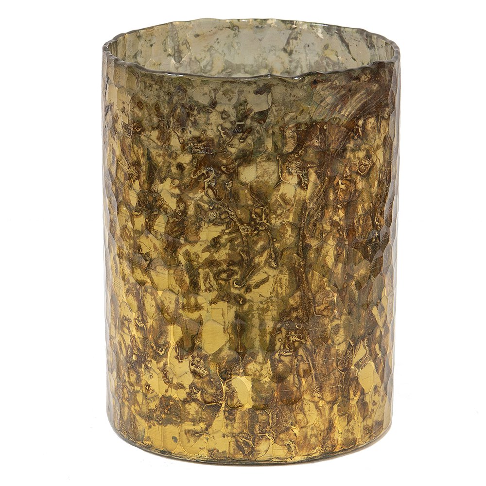Teelichthalter aus Glas goldfarben? 15x20 cm