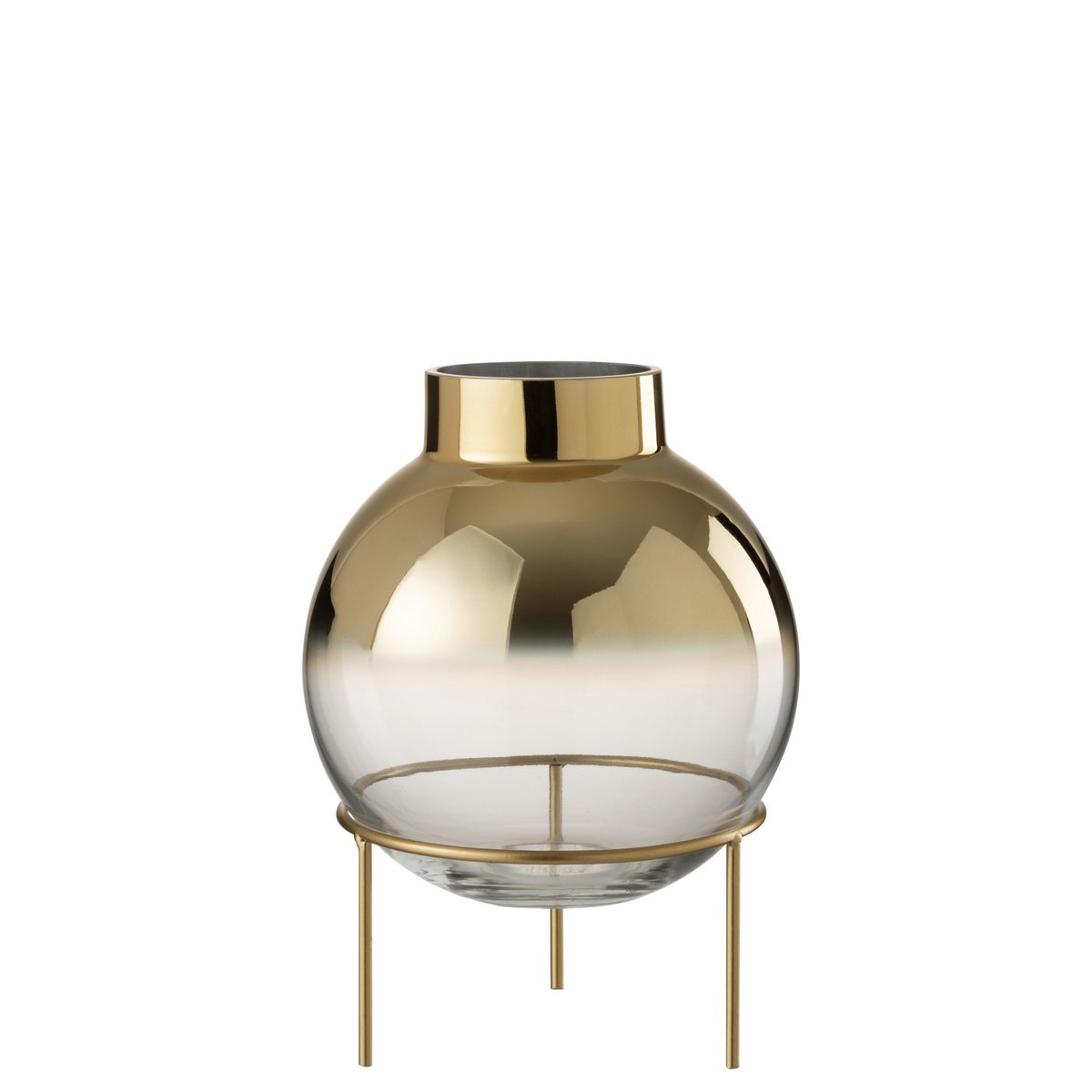 J-Line Vase Ball On Foot - Glas - Gold/Transparent