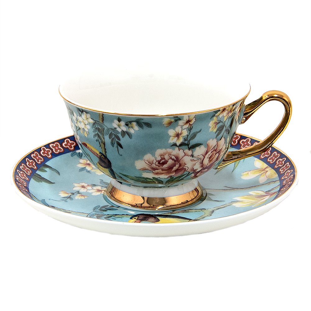 Tasse und Untertasse Blau 12x10x6 cm / ? 15x2cm / 200ml