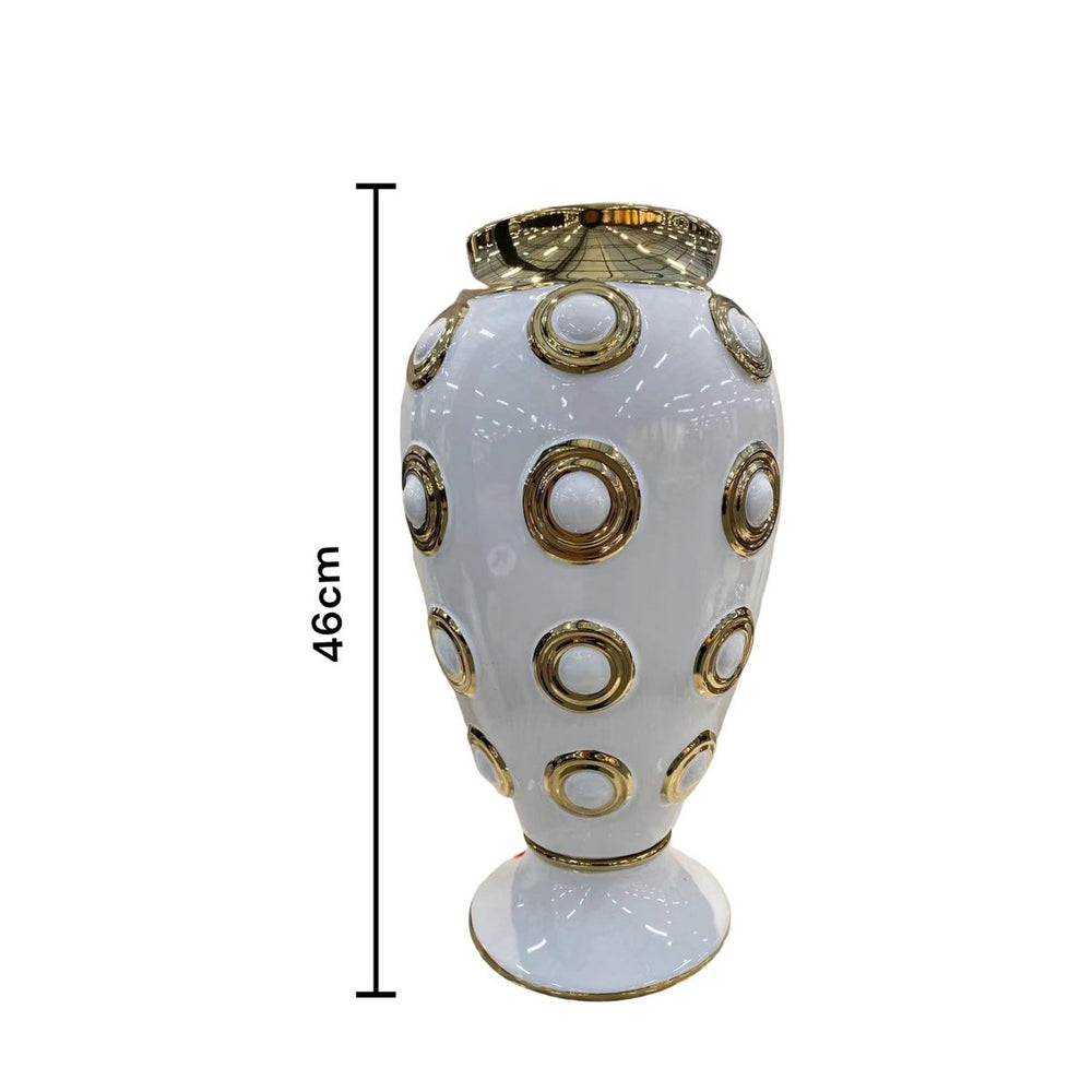 
                      
                        Weiße goldene 4-Kreis-Vase, groß, H46 cm (CV11617-17WIT)
                      
                    