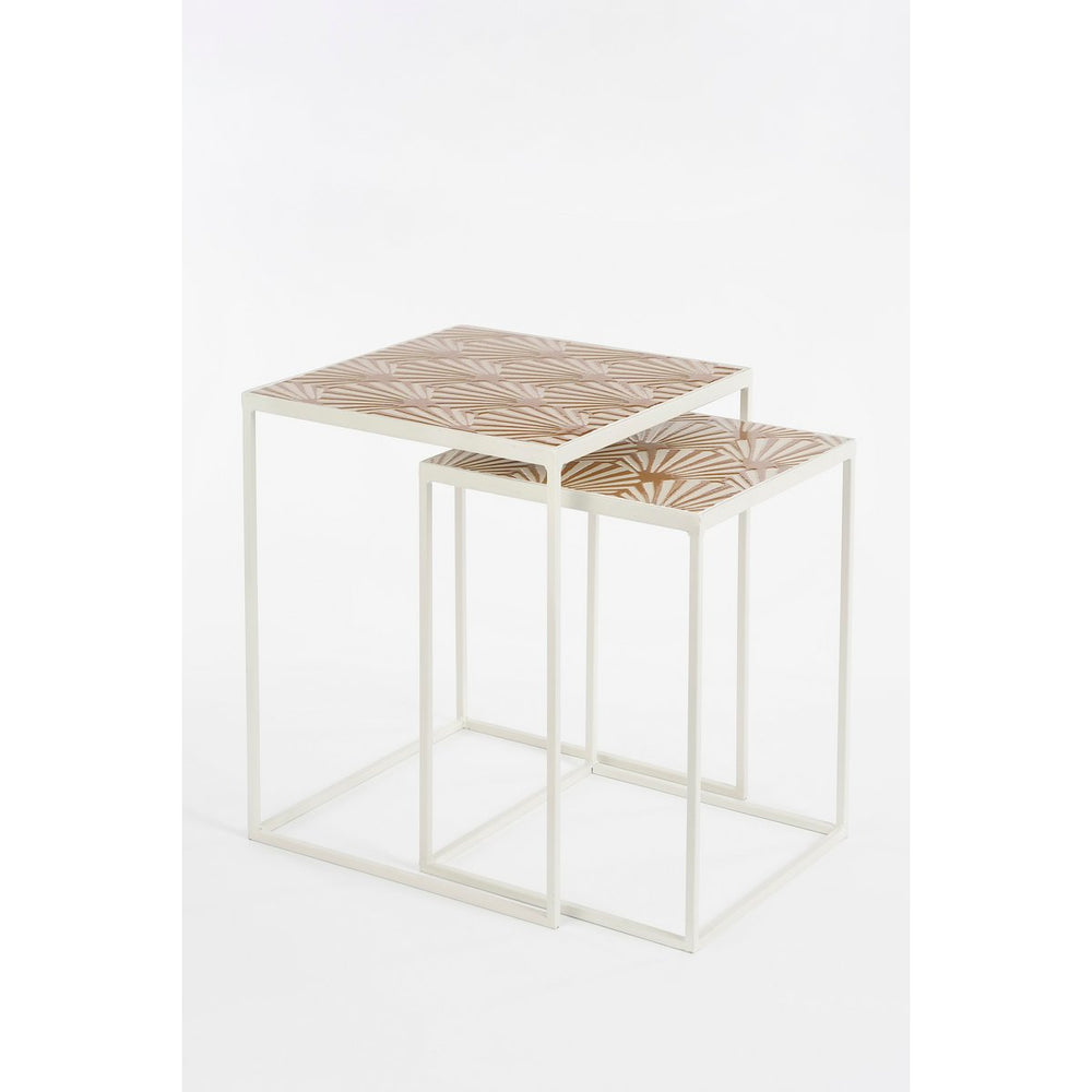 
                      
                        Odile Outdoor-Beistelltisch – 2er-Set – L38 x B38 x H48 cm – Metall – Braun, Weiß
                      
                    