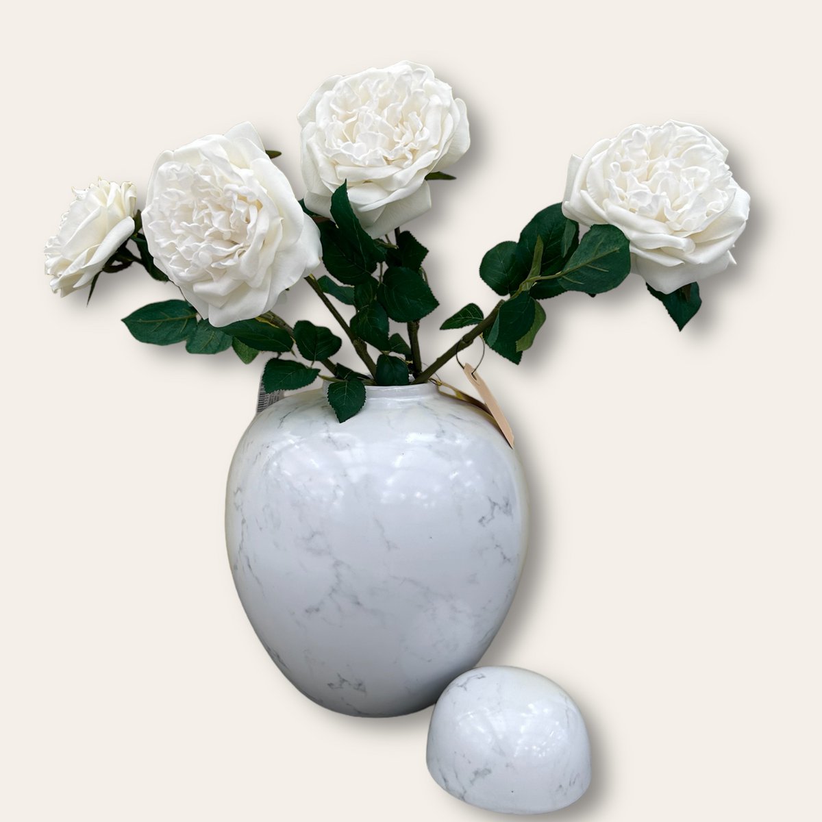 Runde Vintage-Keramikvase mit Blumenrelief
