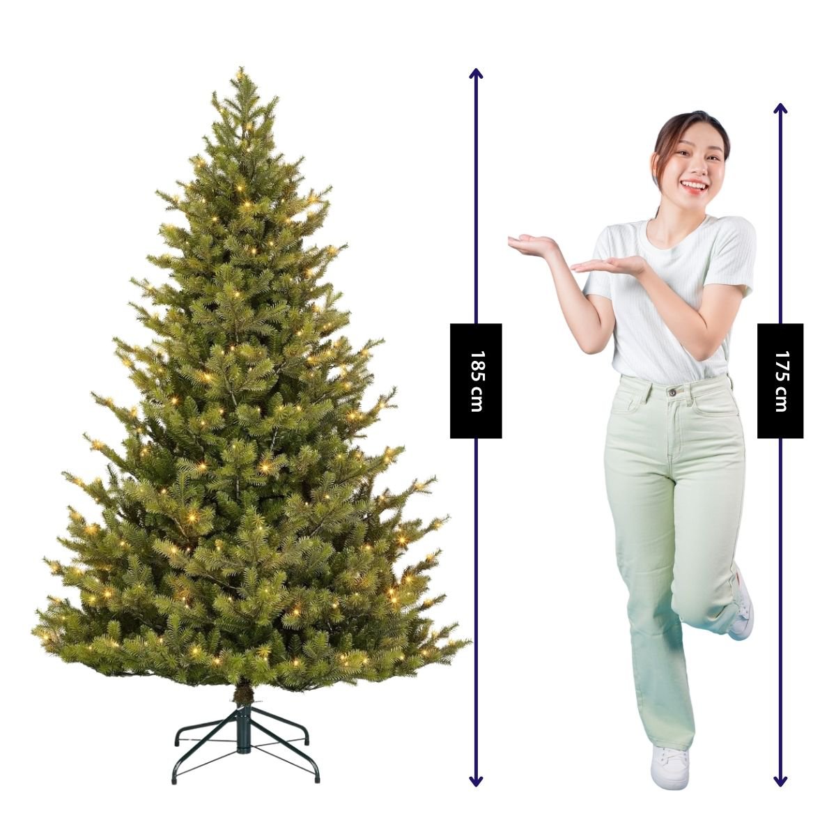 Künstlicher Weihnachtsbaum Clive mit Beleuchtung 185 cm