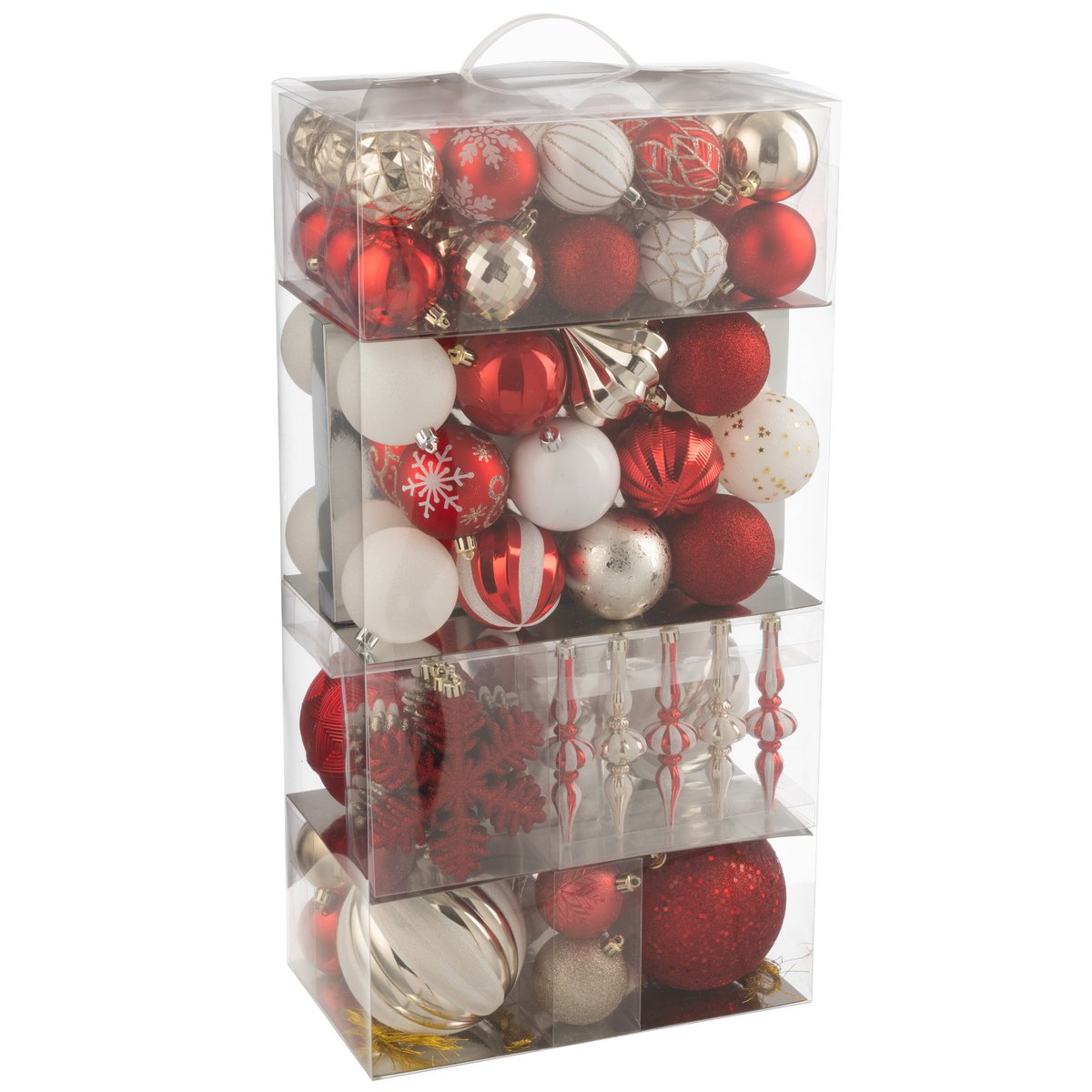 Weihnachtskugeln in Rot und Gold, Box mit 80 Stück