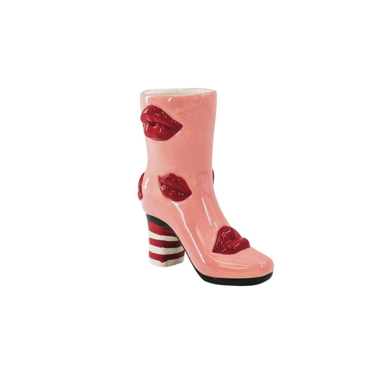 Blumenvase mit Lippen Vase-Keramik- Pink/ Rot- 19,5x8,5x23 cm
