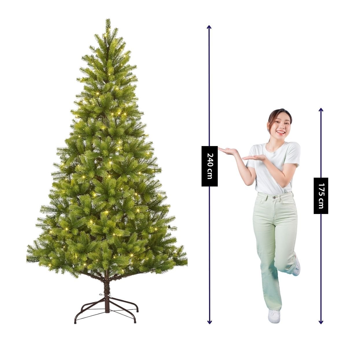 Künstlicher Weihnachtsbaum Nagoya Green, 240 cm, mit LED-Beleuchtung