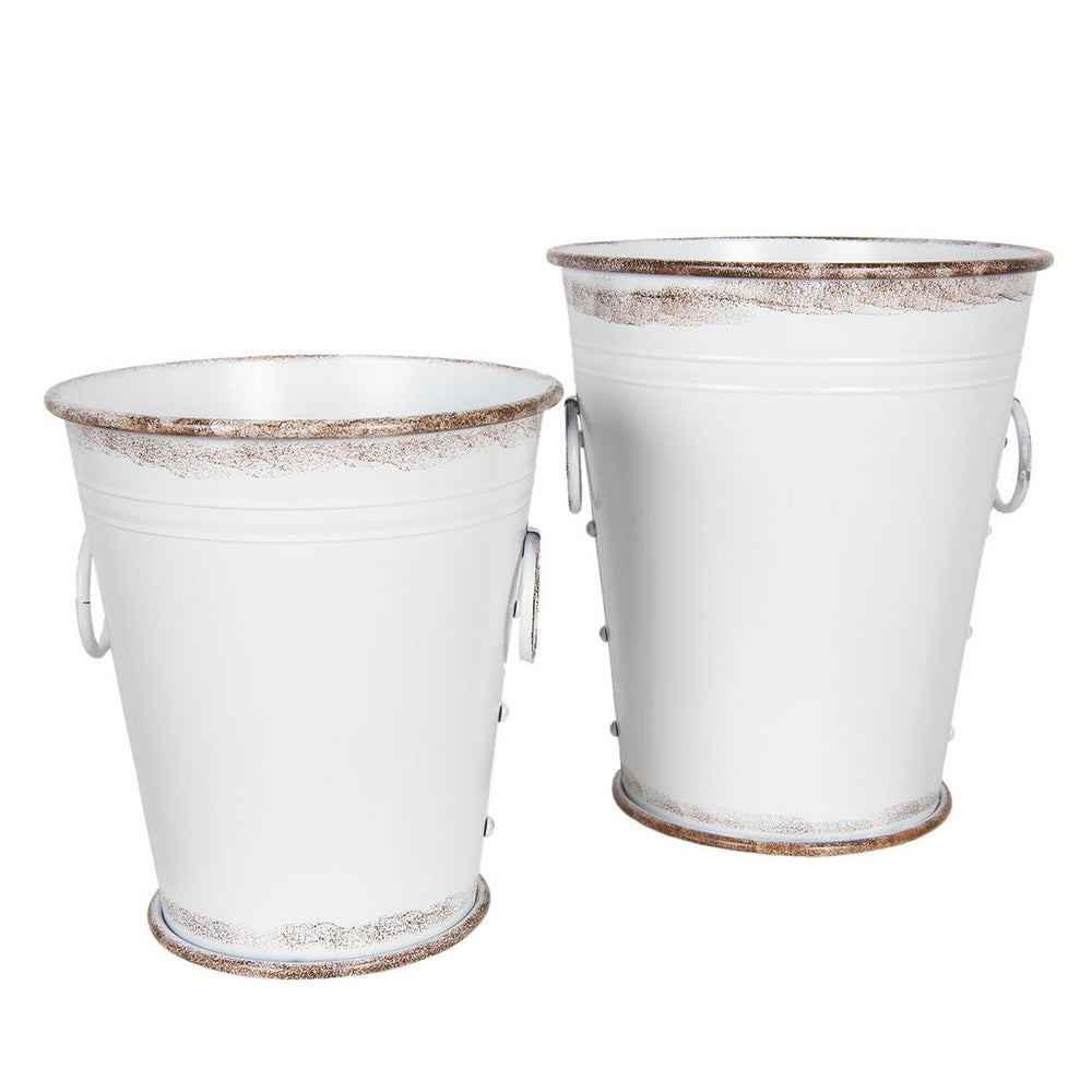 Dekorationseimer 2er Set Weiß Ø 37x42 / 32x35 cm