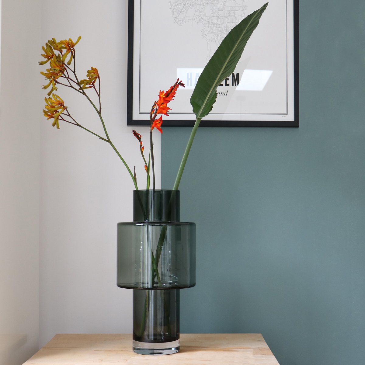 Vase aus Glas Juba M - H40 B20 - Grau