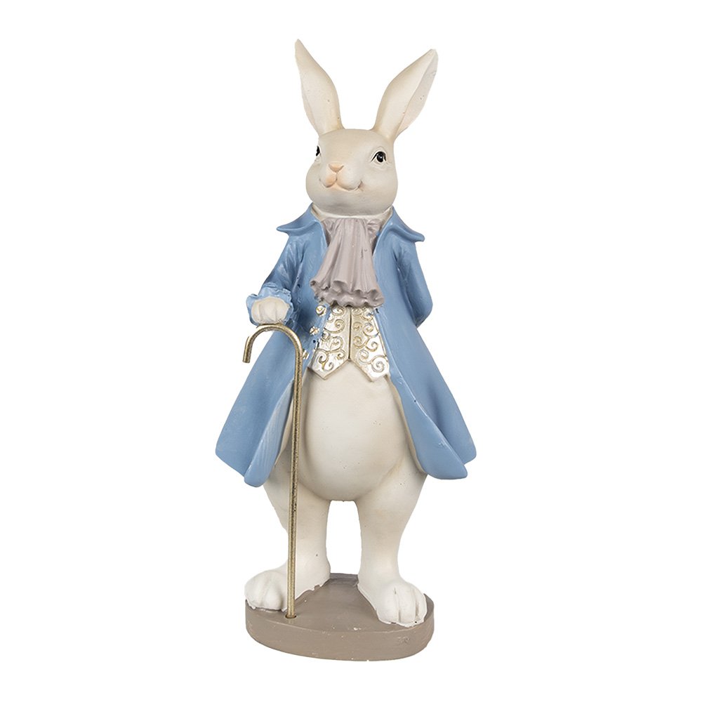 Decoratie Konijn Beige blauw 12x9x26 cm