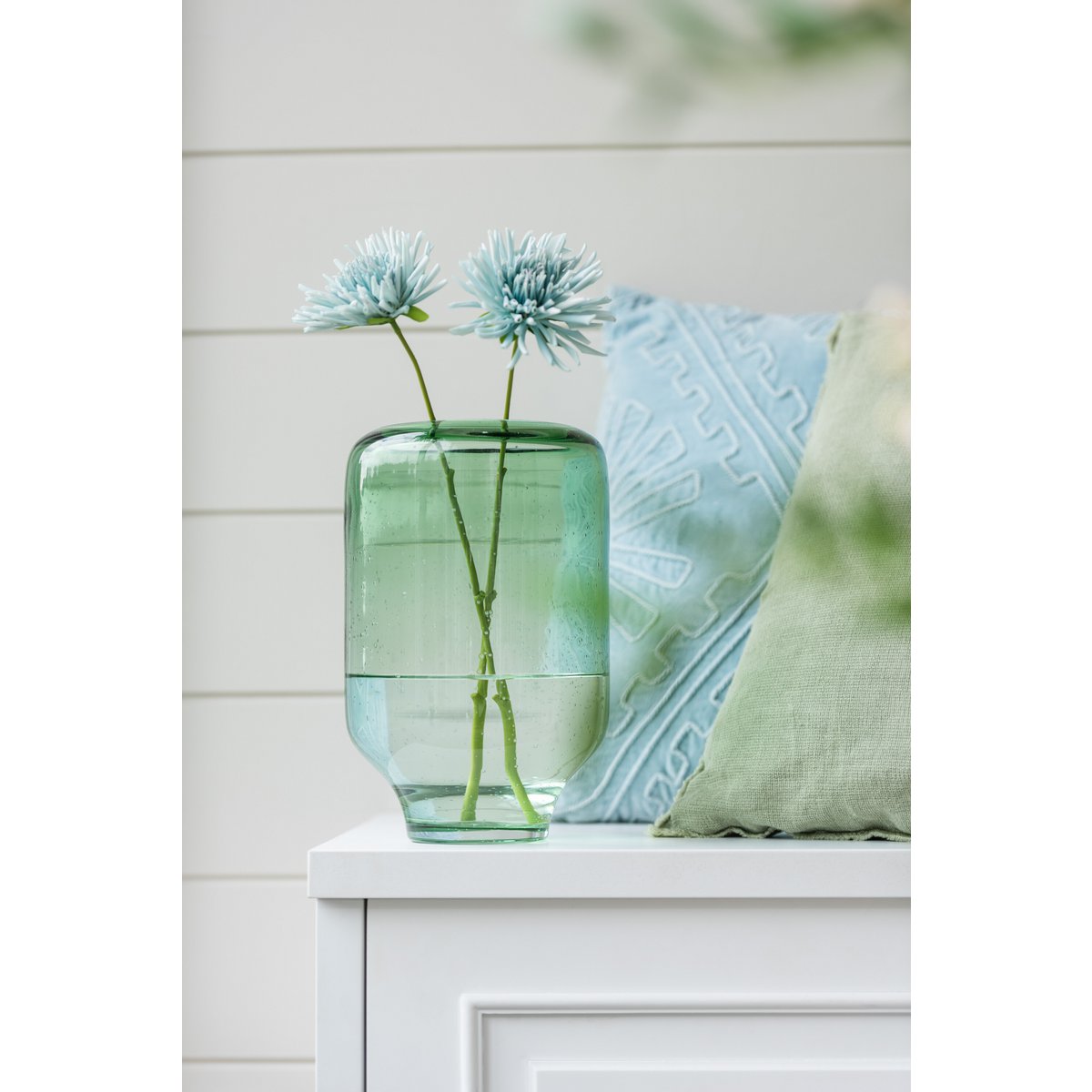 Vase Nora On Foot Round – Glas – hellgrün – L – 36,00 cm hoch