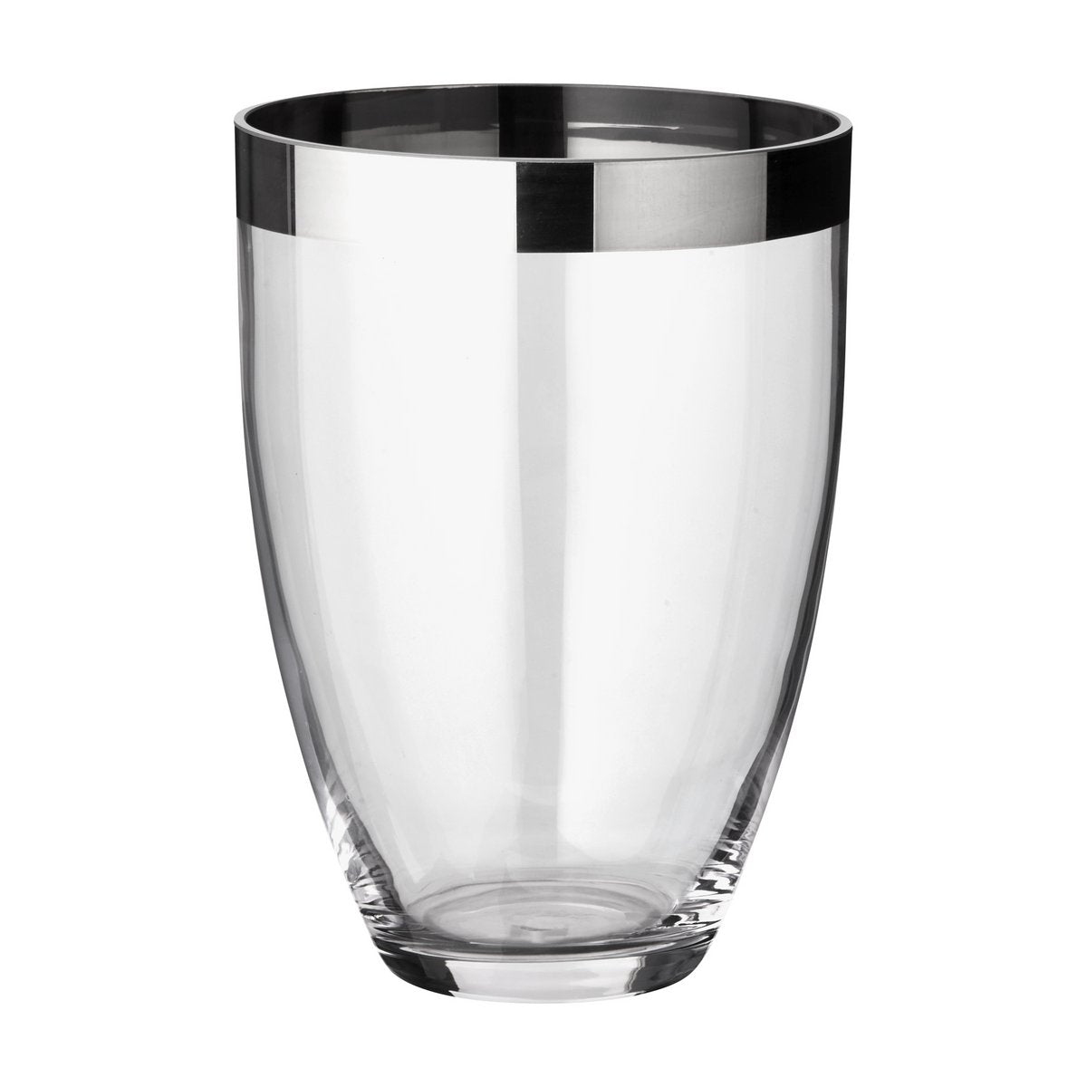 Vase Charlotte, mundgeblasenes Kristallglas mit Platinrand (Höhe 20 cm, Ø 15 cm)
