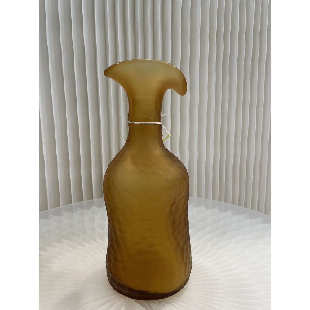 Vintage-Vase aus bernsteinfarbenem Glas, klein, Größe: 30 cm hoch, 7 cm breit