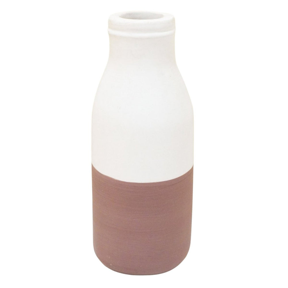 
                      
                        Vase Weiß Braun Kleine dekorative Vase für Trocken- oder Frischblumen, handgegossen aus Ton mit Rattangriff SITU
                      
                    